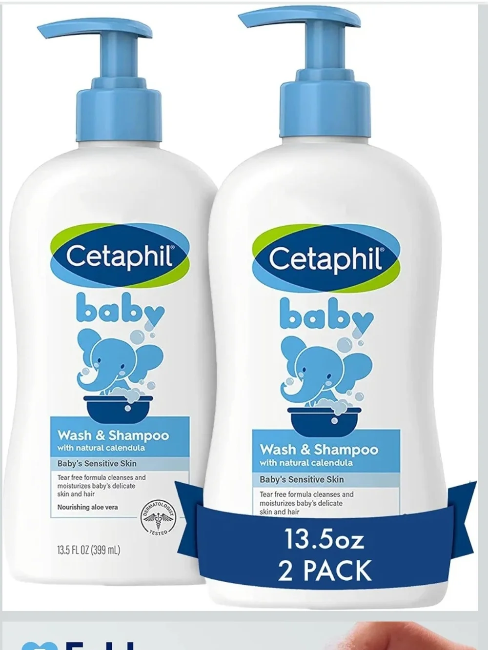 Cetaphil Baby Wash & Shampoo - Blue (13.5 fl oz, 2 Pack)